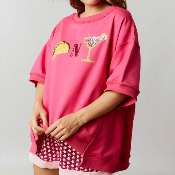 Taco and Margarita Sequin Appliqué Shirt - Picture 2 of 2